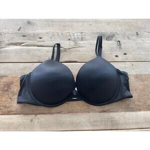 Victoria's Secret Black Shine Satin 32DDD Very Sexy Push Up Bra VS